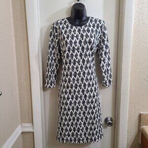 $168 J. McLaughlin Sophia Printed Catalina Cloth Dress Size M White Black